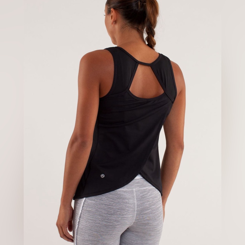 Lululemon Speed Squad Tank Black Open Back Racerback Workout Top Size 6